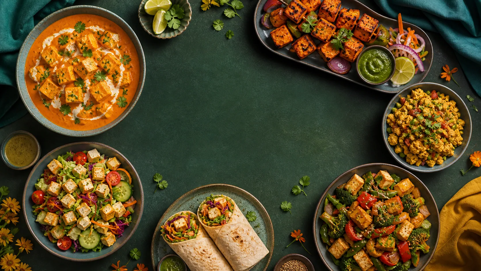 A collection of six distinct tofu dishes